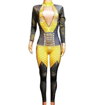  Parlayan Elmas 3D Baskı Kadın Tulumlar Leotard Streç Backless Bodysuits Şarkıcı Performans Sahne Caz dans kostümü