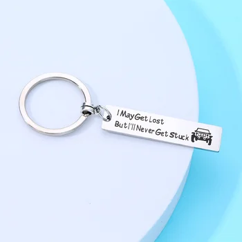  Popüler paslanmaz çelik seyahat etiketi anahtarlık erkek araba anahtarı kolye aksesuarları kazınmış İngilizce anlamı metal anahtarlık