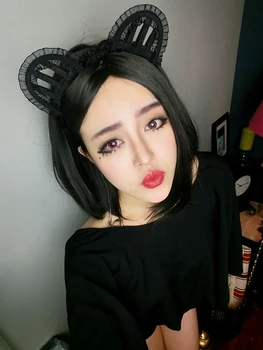  Prenses gotik lolita Hairbands Cadılar Bayramı çünkü gece kulübü seksi dantel stereo kadın kedi kulak saç çember saç aksesuarları FG-22
