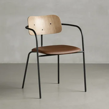  Rahat İskandinav yemek sandalyeleri Lüks Ahşap Mobil Deri Sandalyeler Tasarım Yatak Odası Ergonomik Muebles De La Sala Ev Mobilyaları