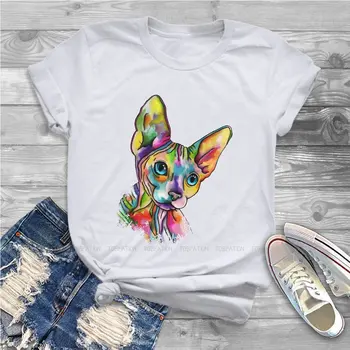  Renkli Kadın Tişörtleri Kanadalı Sphynx Kedi Gotik Vintage Kadın Giyim Büyük Boy Pamuk Grafik Streetwear
