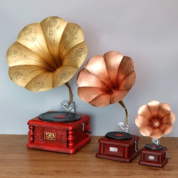  Retro gramofon Avrupa süsler Gramofon dekoratif ferforje plak çalar modeli el sanatları ev süsler