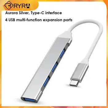  RYRA yüksek hızlı USB Hub 3.0 Genişletici 4 İn 1 Genişleme Dock Tipi C Splitter adaptörü OTG PC Laptop İçin Faydalı Bilgisayar Aksesuarları