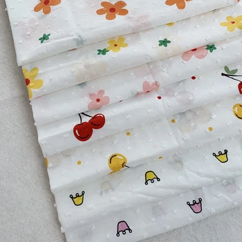  Saf Pamuklu Kumaş Polka Dot Jakarlı kesme çiçek baskılı kumaş DIY El Yapımı Bez oyuncak bebek giysileri Kumaş 45x50cm