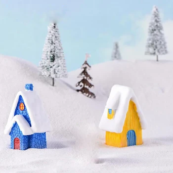  Sevimli Mini Noel Ev El Sanatları Mikro Peyzaj Villa Ev Ev Dekorasyonu Avrupa tarzı Noel Şeker Kar Evi