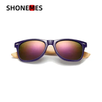  ShoneMes Bambu Güneş Gözlüğü Erkek Kadın Ahşap Çerçeve Vintage Kare Shades Ahşap Güneş Gözlükleri Unisex için