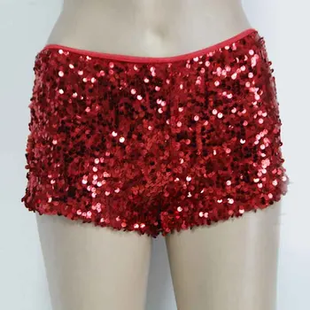  Sparkle Kırmızı Sequins Şort Kadın 2019 Moda Yeni Performans Kostüm Bayanlar Şort Tam Pullu Mini Gece Kulübü Dansçı Giyim