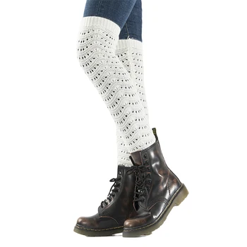  Sparsil Kadın örme bacak ısıtıcıları kış sıcak Yün Uyluk buzağı Çorap Hollow Out Kadın bot paçaları Cosplay Punk Uzun Çorap