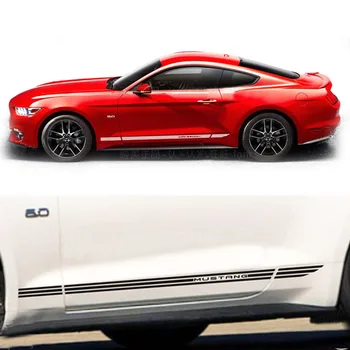  Spor Şerit Yan Bel hattı Sticker Çıkartması Vinil DIY Grafik Ford Mustang GT 2015 için 2016 2017 2018 2019 2020