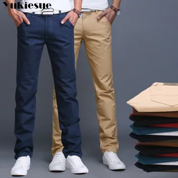  streetwear Yeni Tasarım günlük erkek pantolonları Pamuk İnce Pantolon düz pantolon Moda İş Katı Haki Siyah Pantolon Erkekler 28-38