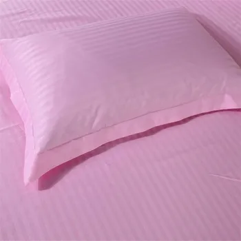  Tekstil Otel %100 % Pamuk Saten Pembe 1/2 adet Yastık Kılıfı Saf Renk Şerit Ev uyku yastığı Kılıfı Çok boyutlu Yastık Kılıfı