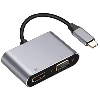  Tip-c Hub Usb C HDMI Uyumlu VGA 2-in-1 Hd Adaptör Kablosu Dönüşüm Hub Akıllı Splitter Yerleştirme İstasyonu MacBook Dell İçin