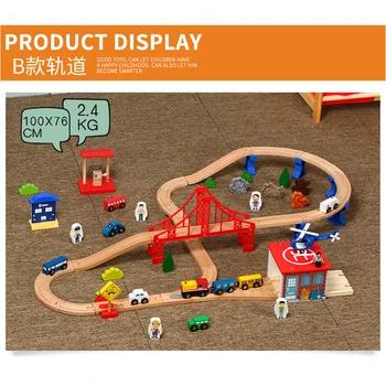  Tren parça seti çocuk eğitici parça oyuncak monte büyük bir köprü ile uyumlu ahşap parça ve elektrikli trenler