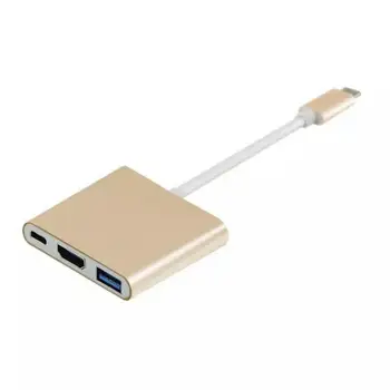  USB-C HDMI Uyumlu 3 in 1 Kablo Dönüştürücü Samsung Huawei Apple Mac Usb 3.1 Tip C HDMI Uyumlu 4K Adaptör Kablosu