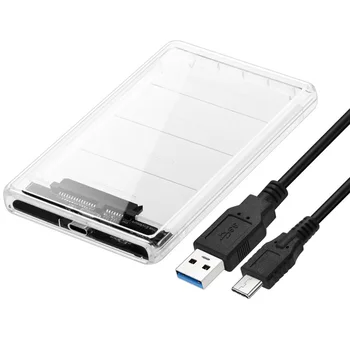 USB C sabit disk kasa Tipi C 2.5 İnç SATA SSD HDD Harici Muhafaza Şeffaf Renk Dizüstü ve PC için
