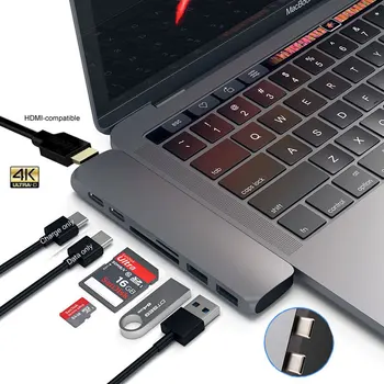  USB Tip C macbook için hub Pro / Hava M1 Dizüstü Thunderbolt 3 HDMI uyumlu 4K Adaptörü Tip-C Dock TF SD Okuyucu ile PD