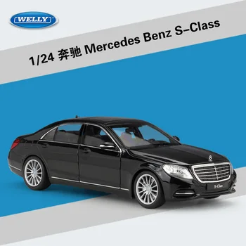  WELLY 1: 24 Mercedes Benz S Sınıfı Yüksek Simülasyon Klasik pres döküm araba Metal Alaşım Model oyuncak arabalar Çocuklar İçin Hediye Oyuncak Araba B47