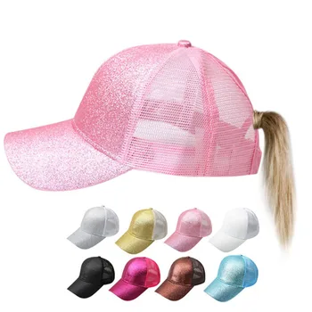  Yaz Rahat Siperliği Pullu Mesh Patchwork At Kuyruğu Uv Koruma beyzbol şapkası Şapka Kadın Güneş Spor Örgü Şapka Hip Hop Şapka