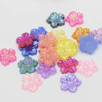  Yeni 100 adet / grup 13mm Çok Jöle AB Renkler Şakayık Çiçek Tasarım Akrilik Rhinestone, kristal Cabochons, takı Aksesuarları
