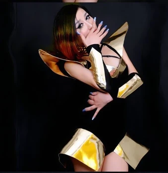  Yeni Seksi Caz dans kostümü Kadın DJ DS sahne gösterisi Caz dans giyer Tek parça sahne kostümü s Set Bodysuit