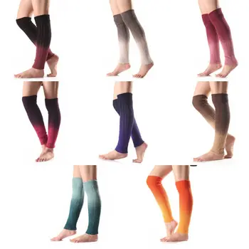  Yeni stil Bayan Kızlar Kış Degrade Renk Kablo Örme uzun bacak ısıtıcıları Ayaksız Çorap Açık Kar Kayak Diz Yüksek Tığ