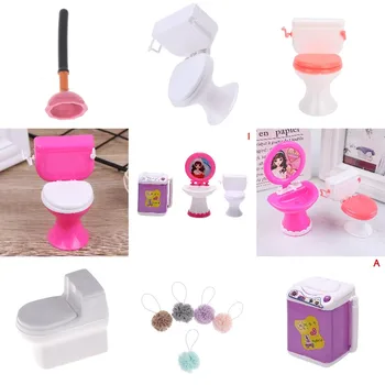  Yeni Sıcak!Dollhouse Mobilya Banyo Modelleme Tuvalet Çamaşır Makinesi Lavabo Bebek Evi Minyatür Oyuncak Pretend Aksesuarları