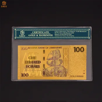  Yeni Ürünler Zimbabve 100 ABD Doları Renkli Altın Banknotlar Kağıt Para Notlar Koleksiyonu İçin Eğlenceli Hediye