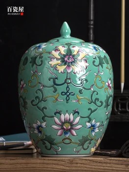  Yeşil Hazırlanmış Kavanoz Dekoratif Çiçek Vazo Çiçek Düzenleme Oturma Odası Giriş Antika Raf Süslemeleri Jingdezhen Seramik