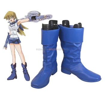 Yu-Gi-Oh Alexis Rodos Cosplay Çizmeler Asuka Tenjoin Cosplay Mavi Ayakkabı Özel Herhangi Boyutu Yapılan Erkek ve Kız için