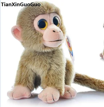  yüksek kaliteli mal yaklaşık 18 cm sevimli çömelme maymun peluş oyuncak açık kahverengi maymun yumuşak bebek bebek oyuncak doğum günü hediyesi s0326