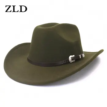  ZLD Yeni Batı kovboy şapkası Yüksek Kaliteli Geniş Ağız Düz Erkekler ve Kadınlar Taklit Yün Panama Fedora Şapka Etnik Tarzı Caz Şapka