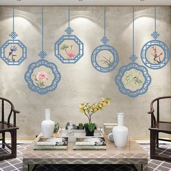  Çin Tarzı Boyama duvar çıkartmaları Çiçekler Oturma Odası Dekorasyon sanatsal fresk Çıkartmaları Dekor Kolye Duvar Kağıdı Kendinden yapışkanlı
