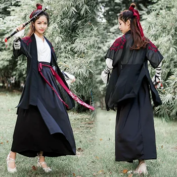  Çin Tarzı Geleneksel Kadın Savaşçı Cosplay Kostüm dövüş sanatları Tarzı Şövalye Moda Giyim Kılıç Ustası Han Tarzı Etek