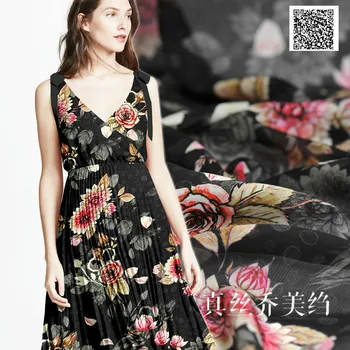  Çiçek kafiye ipek Qiaomei krep ipek kumaş dut ipek dijital baskı bezi giyim elbise bahar ve yaz