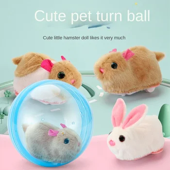  Çocuk Haddeleme Topu Tavşan Hamster Topu Oyuncak Kediler için Elektrikli Atlama Topu Pet Simüle Hamster Topu Otomatik Dönen Oyuncak Hediye