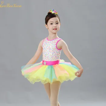  Çocuk Renkli Bale Tutu Elbise Sequins Tutu Bale Elbise Yetişkin Balerin Kostüm Kadın Sahne Performansı Dans Elbise Kız İçin