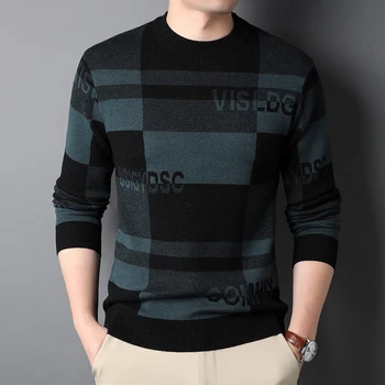  Üst Sınıf Yeni Moda Tasarımcısı Marka Lüks Sokak Giyim Örgü Kazak Mektup Kazak Sonbahar Kış Casual Jumper Erkek Giyim